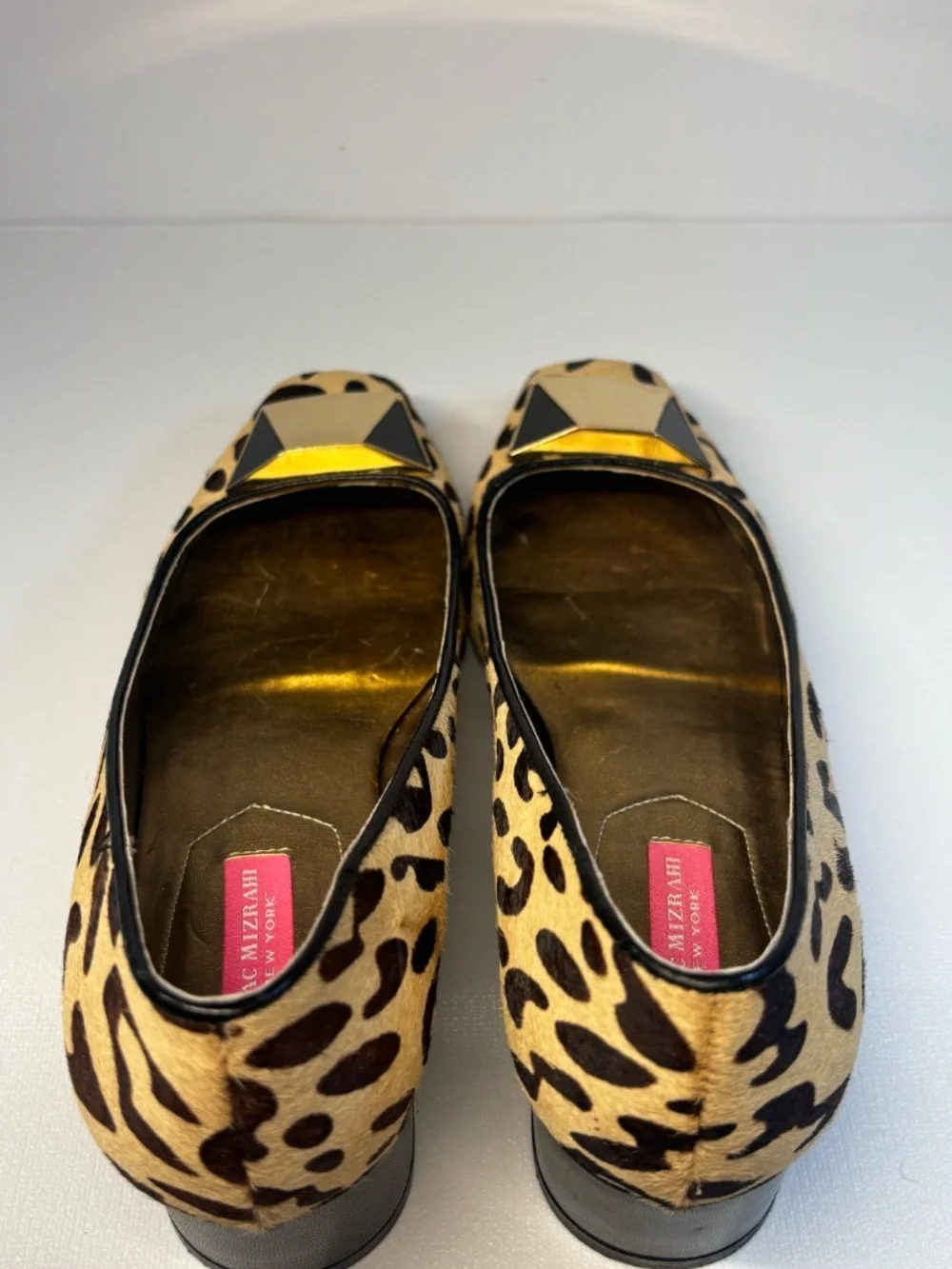 Isaac Mizrahi NY Leopard Calf Hair Block Heel Pumps S 8.5 Animal Print Statement